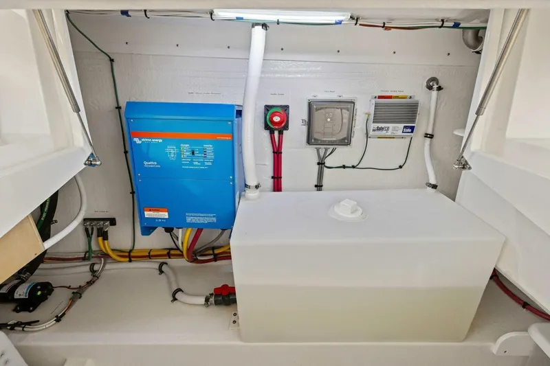 Slide: The Image of Electrical system and components inside a 2025 MJM 35 boat. - 31