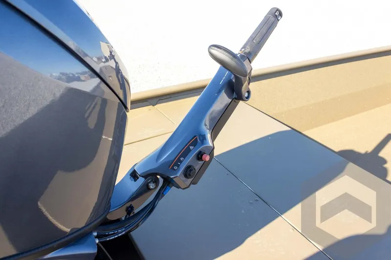 Slide: The Image of Close-up of a 2026 G3 Gator Tough 1652 VBW boat motor handle. - 33