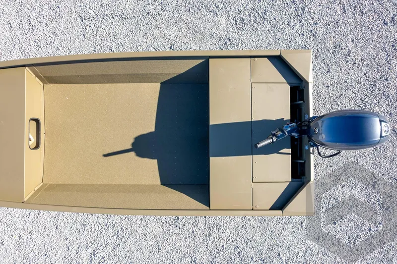 Slide: The Image of Top view of 2026 G3 Gator Tough 1652 VBW boat on gravel surface. - 36