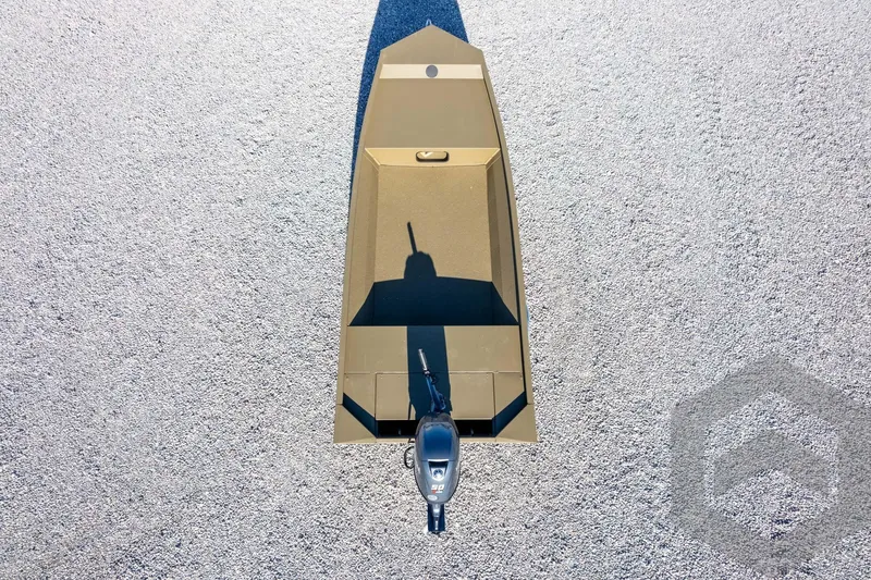 Slide: The Image of Overhead view of 2026 G3 Gator Tough 1652 VBW boat on gravel surface. - 41