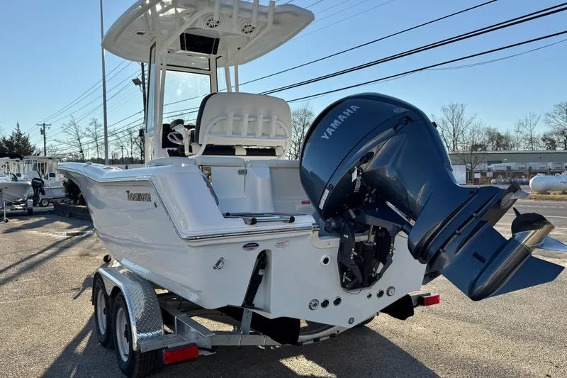 Slide: The Image of 2026 Tidewater 220 LXF boat with Yamaha outboard motor on trailer. - 15