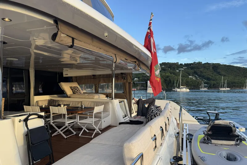 Slide: The Image of Luxurious 2020 Lagoon 630 Motor Yacht with spacious deck and scenic ocean view. - 3