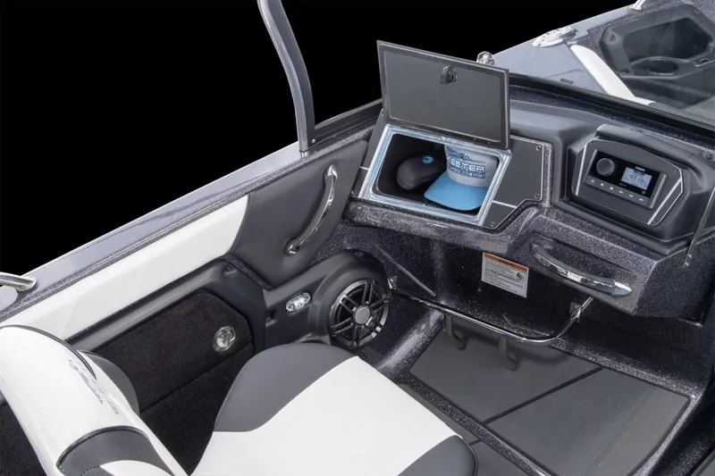 Slide: The Image of Manufacturer Provided Image: 2026 Skeeter Solera 205 boat interior with storage compartment and modern dashboard. - 14