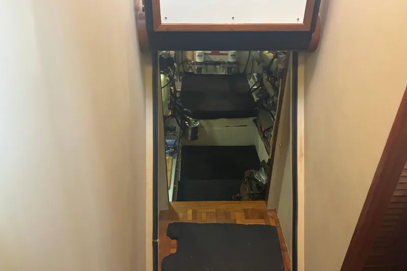 Slide: The Image of Engine room access stairs on 1989 Grand Banks 46 Classic yacht. - 132