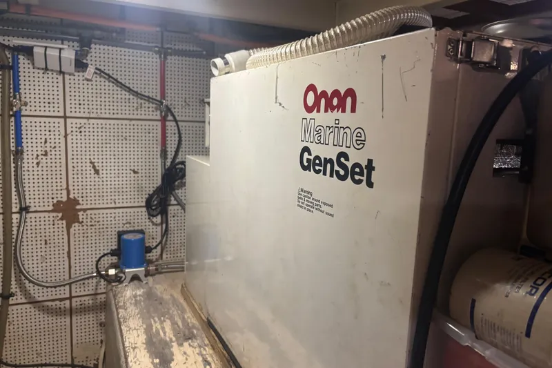 Slide: The Image of Onan Marine GenSet in 1989 Grand Banks 46 Classic engine room. - 154