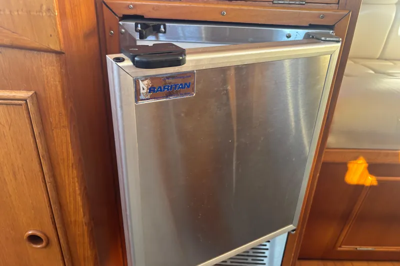 Slide: The Image of Raritan marine refrigerator in 1989 Grand Banks 46 Classic yacht interior. - 83