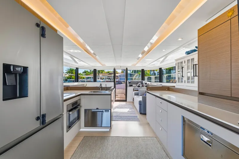 Slide: The Image of Luxurious interior of 2023 Leopard 46 Powercat yacht with modern kitchen and spacious layout. - 41