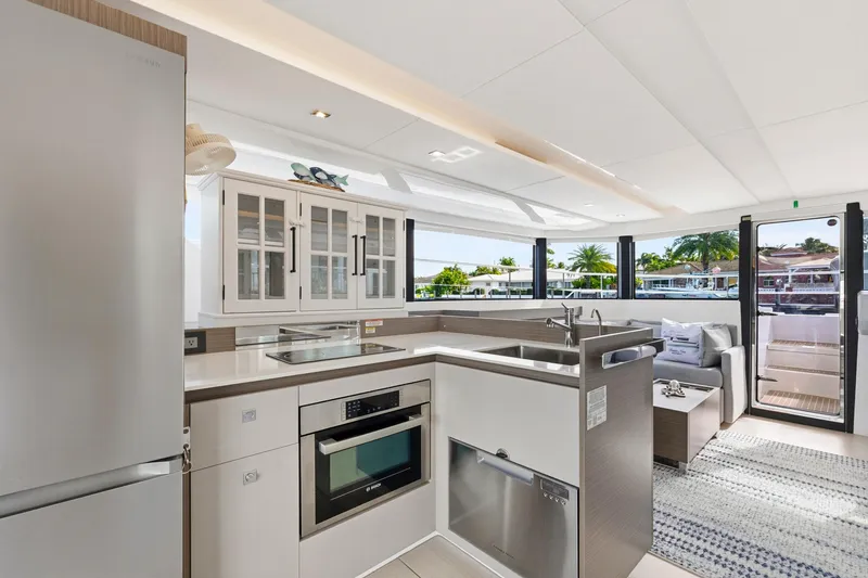 Slide: The Image of Modern kitchen interior of 2023 Leopard 46 Powercat yacht with sleek design and appliances. - 43