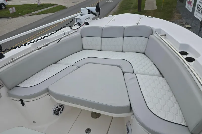 Slide: The Image of 2023 Sea Fox 288 Commander boat with luxurious seating and modern design. - 15