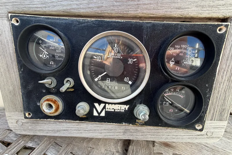 Slide: The Image of Vintage 1983 Morgan Catilina dashboard with gauges and controls. - 23