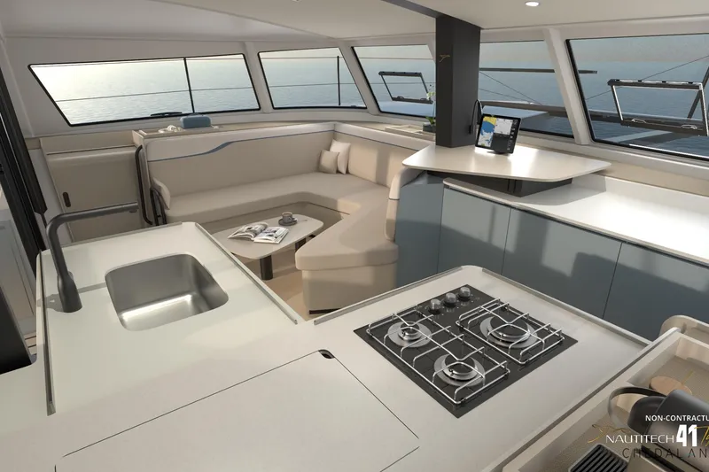 Slide: The Image of Interior of Nautitech 41 Type S yacht, modern design, 2026 model. - 17