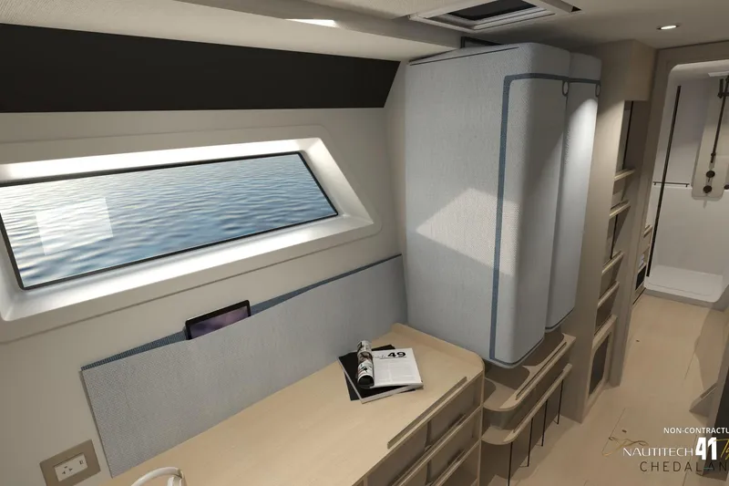 Slide: The Image of Interior of Nautitech 41 Type S 2026 with desk and window. - 28