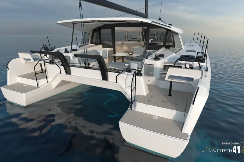 Slide: The Image of Nautitech 41 Type S 2026 catamaran on calm water. - 7