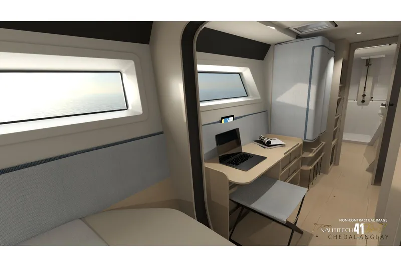 Slide: The Image of Interior of Nautitech 41 Type S 2026 with desk and window. - 25