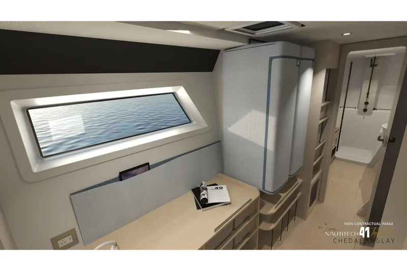 Slide: The Image of Interior of Nautitech 41 Type S 2026 with desk and window. - 28