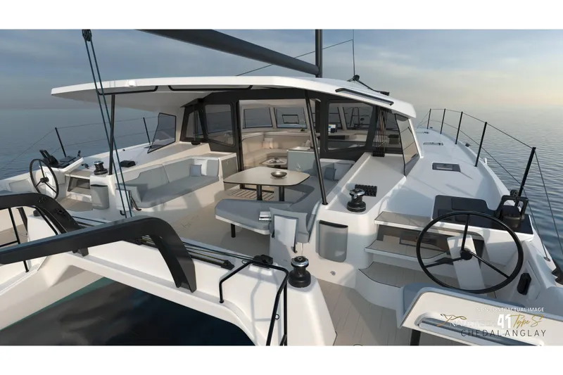 Slide: The Image of Nautitech 41 Type S 2026 catamaran with modern design and spacious cockpit. - 5