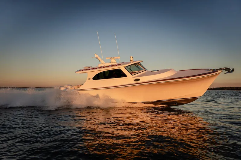 Slide: The Image of 2027 Composite Yacht CY39 cruising at sunset on open water. - 3