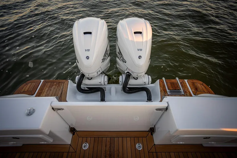 Slide: The Image of 2027 Composite Yacht CY39 with dual V8 engines on teak deck. - 9