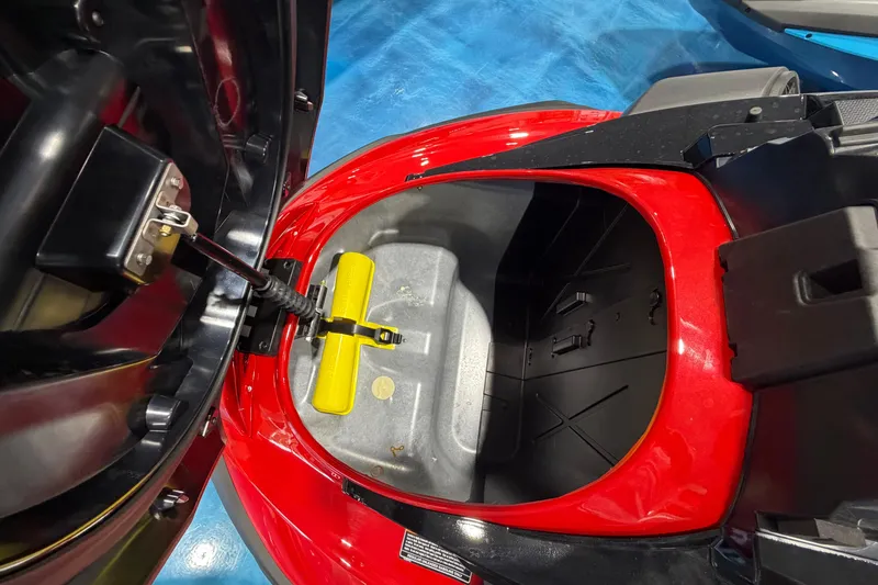 Slide: The Image of Open storage compartment of 2026 Yamaha WaveRunner FX Cruiser HO, showcasing interior details. - 9