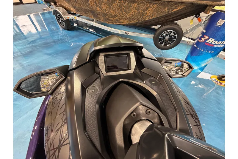 Slide: The Image of 2026 Yamaha WaveRunner GP HO dashboard with mirrors and display, showcased indoors. - 10