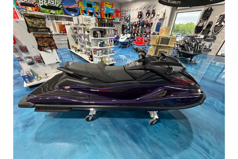 Slide: The Image of 2026 Yamaha WaveRunner GP HO jet ski displayed in a showroom. - 11