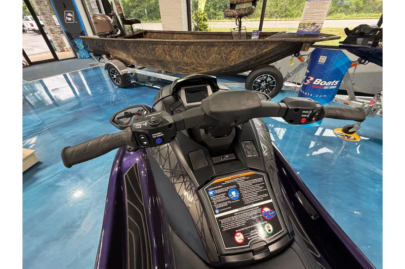 Slide: The Image of 2026 Yamaha WaveRunner GP HO dashboard and controls in showroom setting. - 12