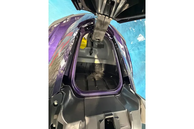 Slide: The Image of 2026 Yamaha WaveRunner GP HO storage compartment, open view, showcasing interior space. - 8