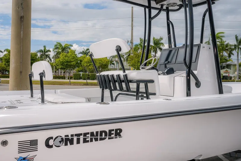 Slide: The Image of 2026 Contender 26 Bay boat with sleek design and modern features. - 2