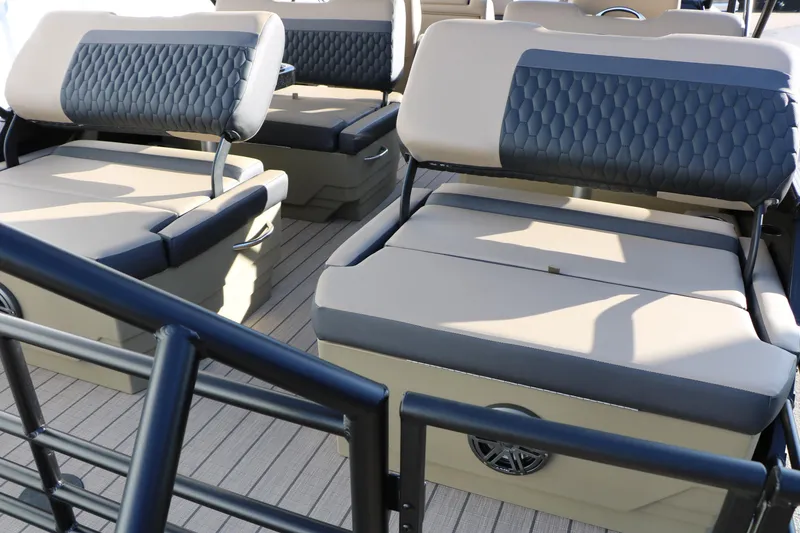 Slide: The Image of Luxurious seating on 2026 Sylvan L3 DLZ pontoon boat with stylish upholstery. - 32