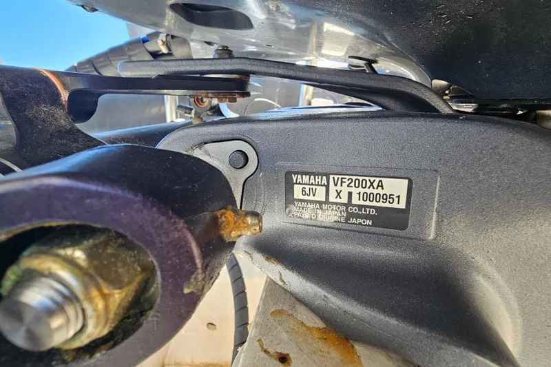 Slide: The Image of Close-up of Yamaha VF200XA engine label on 2007 Ribcraft 6.5 boat. - 9