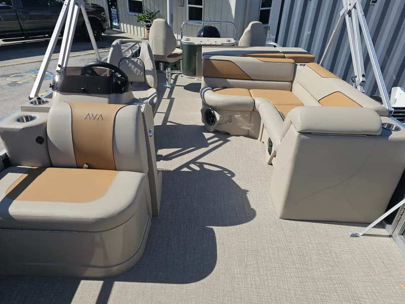 Slide: The Image of Luxurious interior of Avalon Venture 85 Rear Fish Tritoon 2026. - 12