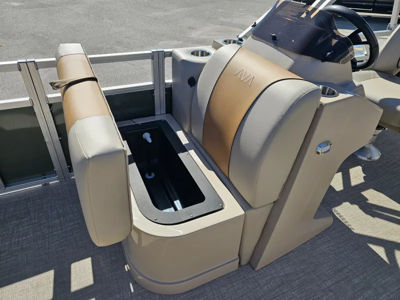 Slide: The Image of 2026 Avalon Venture 85 Pontoon seat with storage compartment. - 13