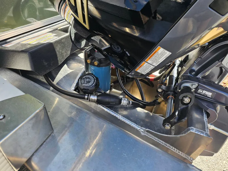 Slide: The Image of Engine area of Avalon Venture 85 Rear Fish Tritoon 2026. - 27