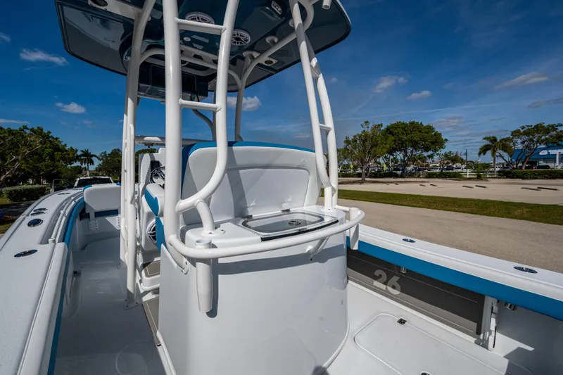 Slide: The Image of 2026 Yellowfin 26 Hybrid boat interior with sleek design and modern features. - 44