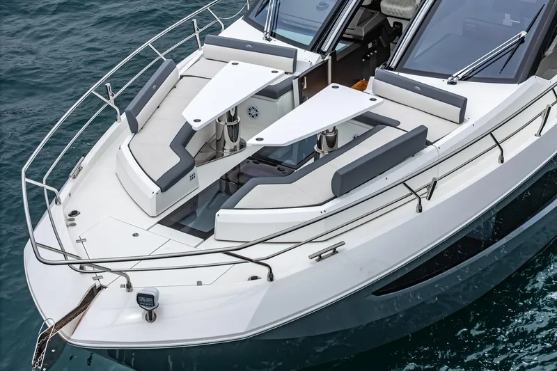 Slide: The Image of 2023 Galeon 640 Fly yacht with sleek design and spacious deck seating. - 62