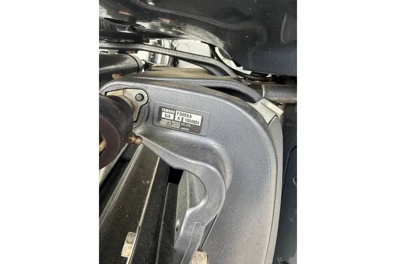 Slide: The Image of 1974 Aquasport 2400 Center Console with Yamaha F300XA engine detail. - 47