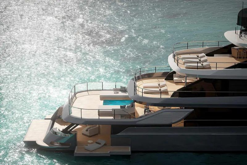 Slide: The Image of Manufacturer Provided Image: Luxurious 2025 Azimut Grande 44M yacht with multiple decks and ocean view. - 2