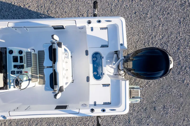 Slide: The Image of Overhead view of 2026 Tidewater 2110 Bay Max boat on gravel surface. - 66