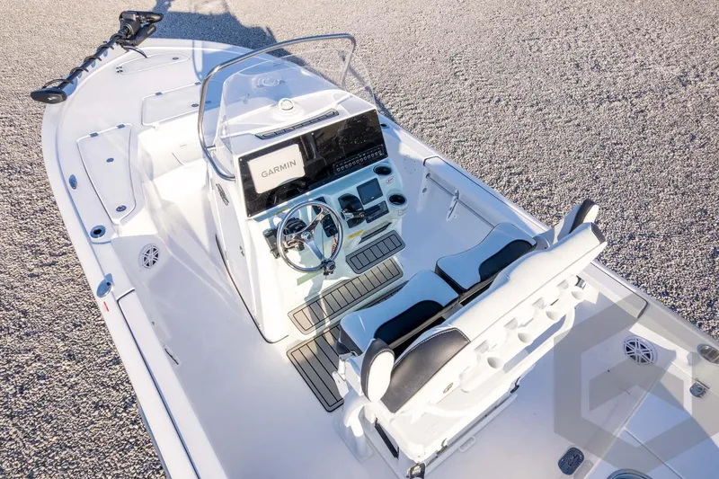 Slide: The Image of 2026 Tidewater 2110 Bay Max boat interior with Garmin navigation system. - 76