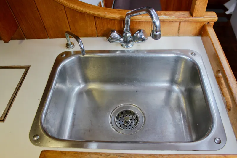 Slide: The Image of Stainless steel sink in 1975 William Garden Porpoise boat kitchen. - 19