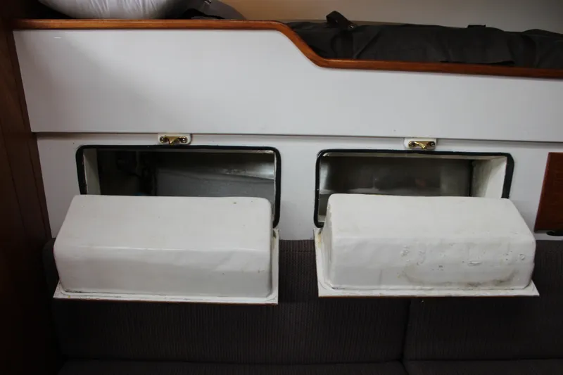 Slide: The Image of Interior storage compartments of a 1975 William Garden Porpoise boat. - 43