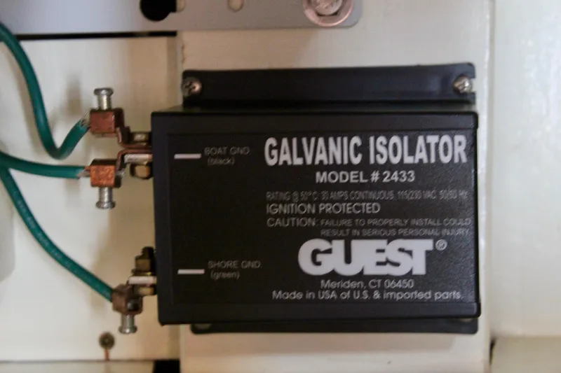 Slide: The Image of Galvanic isolator model 2433 on 1975 William Garden Porpoise boat, ignition protected. - 57