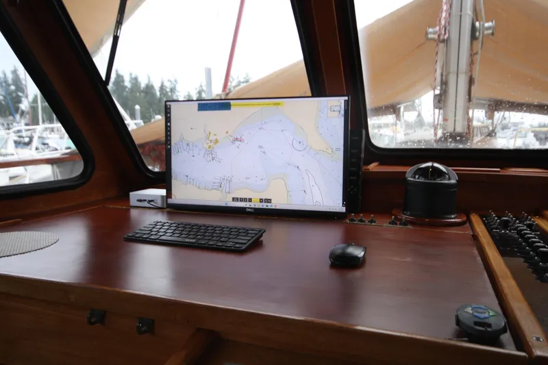 Slide: The Image of Nauticat 33 yacht interior with navigation system, 1984 model. - 17