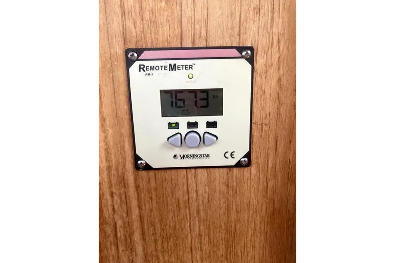 Slide: The Image of Remote meter display on 1984 Nauticat 33 boat, showing 767.3 Ah. - 47