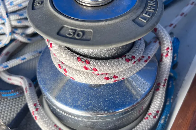 Slide: The Image of Winch with rope on 1989 Catalina 36 sailboat deck. - 18