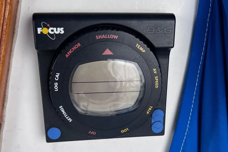 Slide: The Image of B&G Focus marine instrument panel on a 1989 Catalina 36 sailboat. - 21