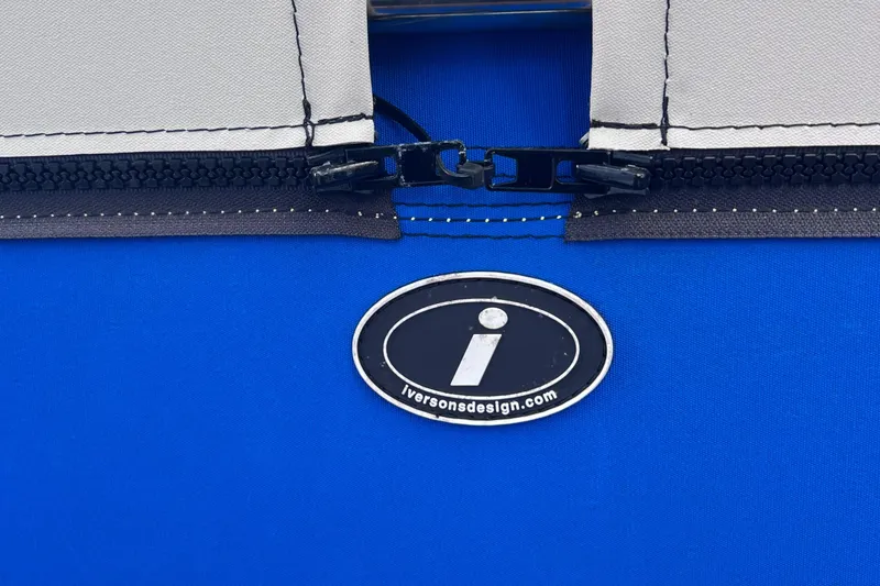 Slide: The Image of Blue fabric with zippers and Iverson Design logo, Catalina 36, 1989 model. - 6