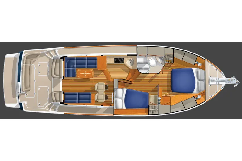 Slide: The Image of Top view layout of 2011 Sabre 42 Salon Express yacht interior design. - 66