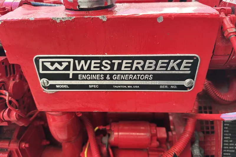 Slide: The Image of Red Westerbeke engine in 2002 Bayliner 3988 Command Bridge Motoryacht, Taunton, MA, USA. - 50