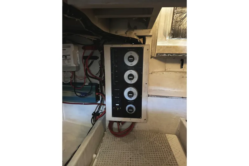 Slide: The Image of Electrical panel in 2002 Bayliner 3988 Command Bridge Motoryacht engine room. - 52
